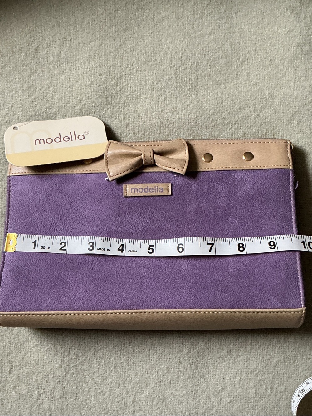 Modella Purple and Nude Bow Accent Wristlet Clutch - Picture 5 of 5